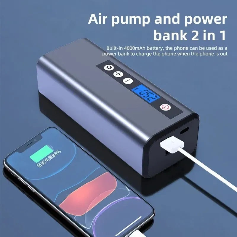 Portable Tire Inflator, Air Injector 4000mAh For Car Motorcycle Bicycle Tires Balls
