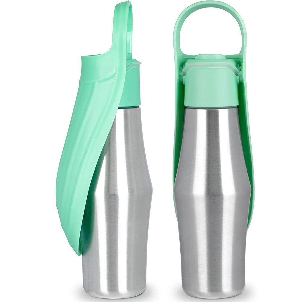 Pet Water Bottle with Soft Silicone Leaf Bowl for Outdoor!