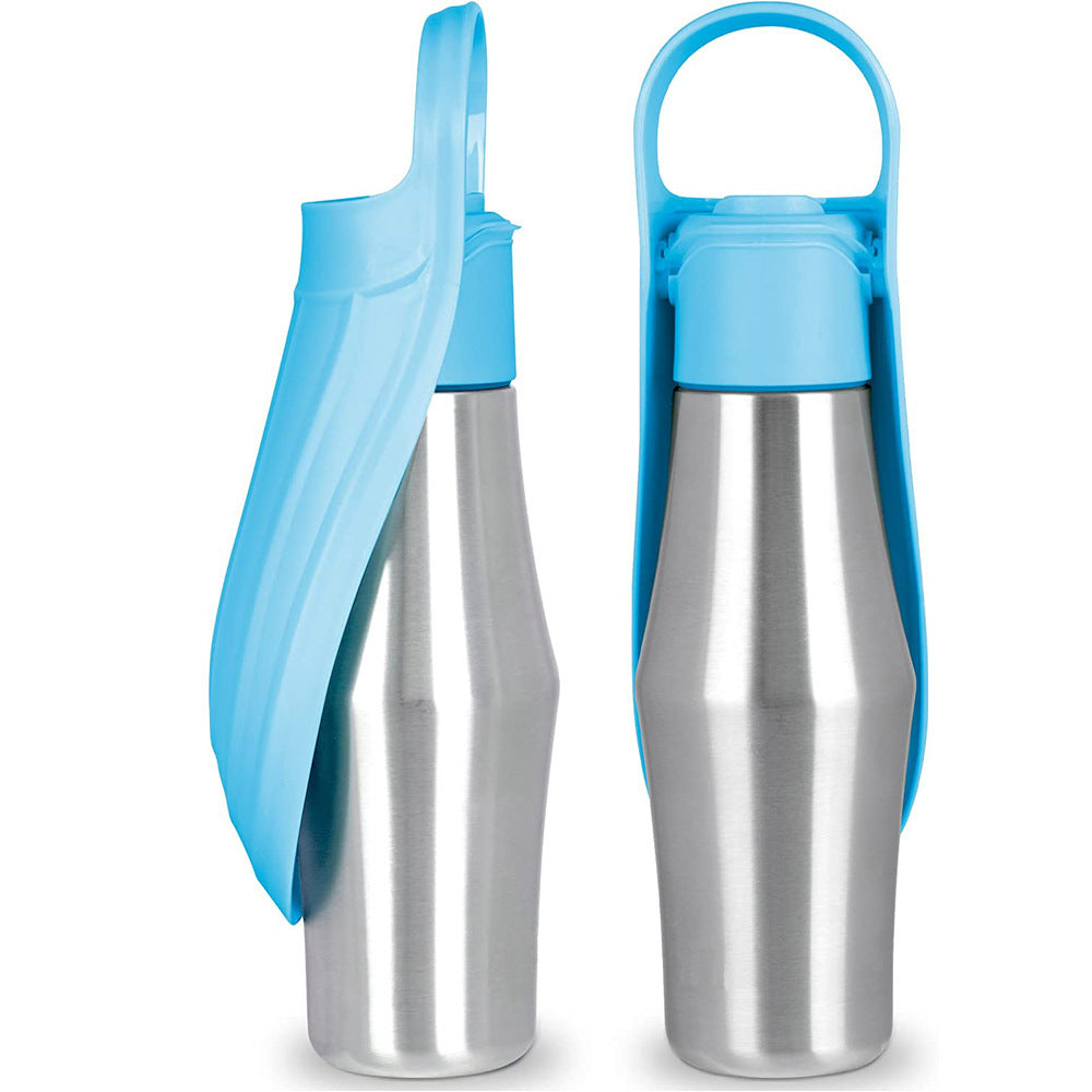 Pet Water Bottle with Soft Silicone Leaf Bowl for Outdoor!