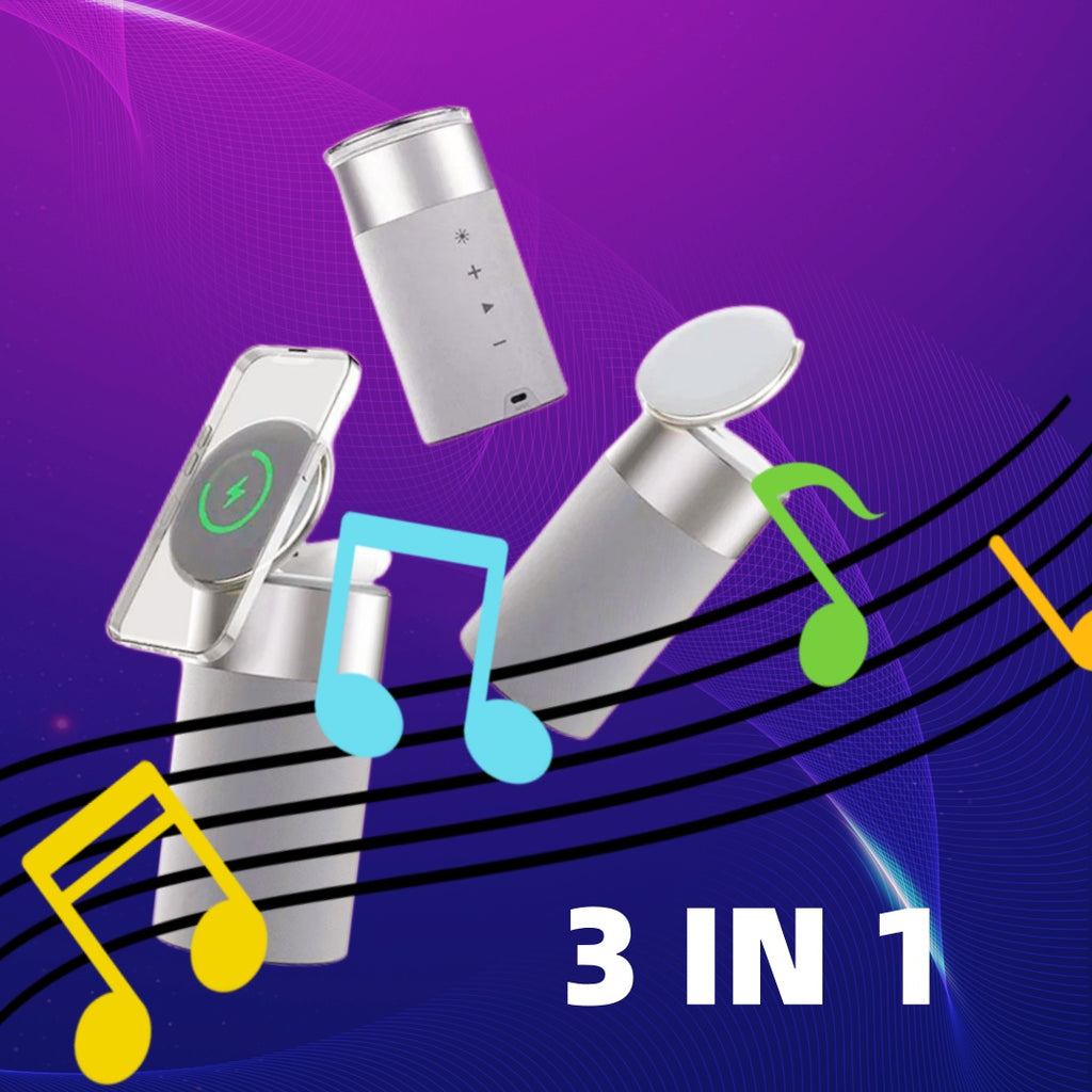 3 In 1 Multi-Function IPhone And AirPods Wireless Charger With Bluetooth Speaker