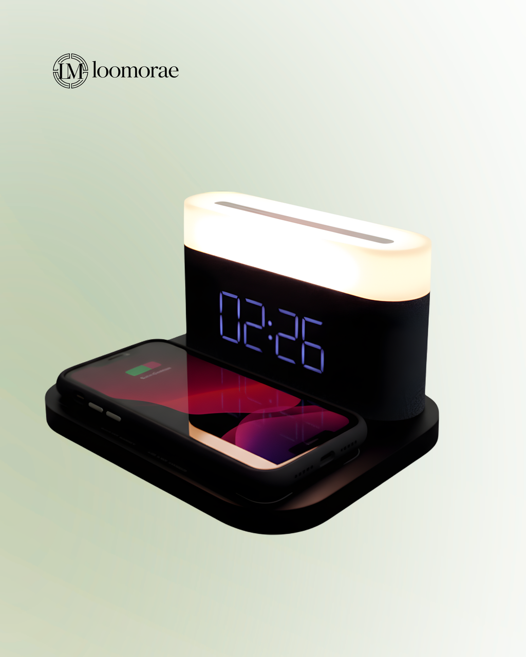 Four-in-one Table Lamp Clock & Wireless Phone Charger