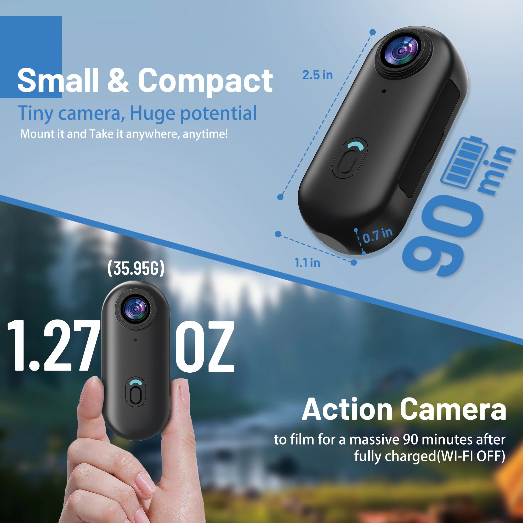 4K Mini WIFI Action Camera - IPX7 Waterproof