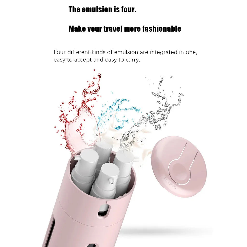 4-In-1 Travel Dispenser Split Bottle Shampoo Lotion Shower Gel Soap Bottle