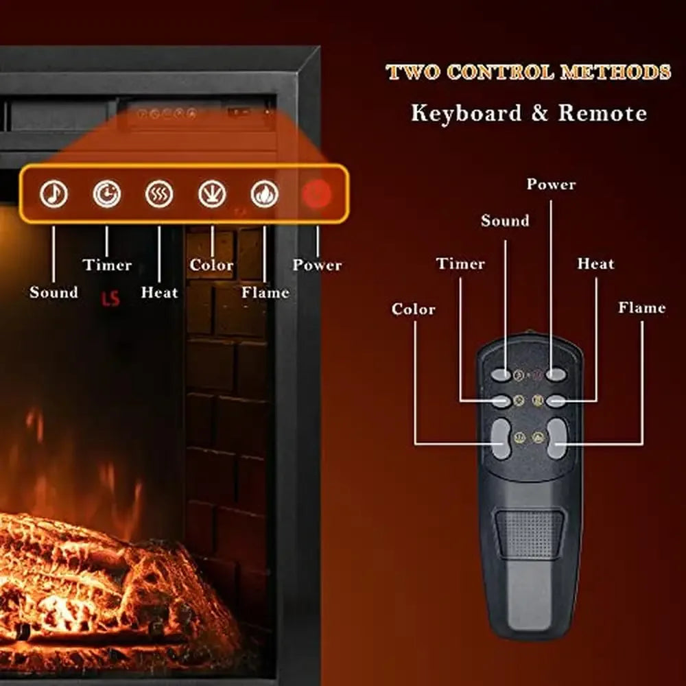 Concrete Electric Fireplace: Built-In Sound & Remote