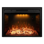 Concrete Electric Fireplace: Built-In Sound & Remote